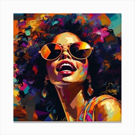 Maraclemente Black Woman Abstract Sun Glasses Afro Neon Colors 1 Canvas Print