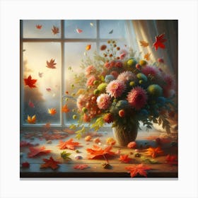 Autumn Flowers In A Vase Canvas Print