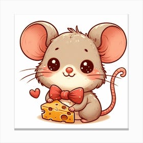 Cute Mouse With Cheese 3 Canvas Print