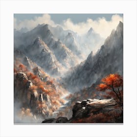 Chinese Mountains Landscape Painting (140) Canvas Print