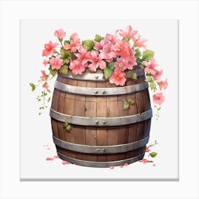 Flowers In A Barrel Canvas Print