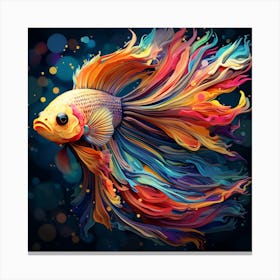 Colorful Siamese Betta Fish Art Canvas Print