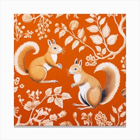 Fall Foliage Squirrel Square 3 Canvas Print