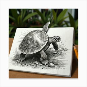 3d Turtle Drawing 1 Canvas Print