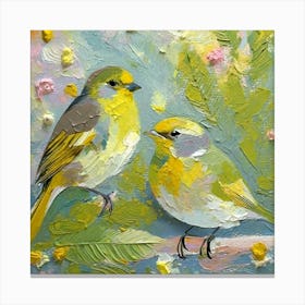 Firefly A Modern Illustration Of 2 Beautiful Sparrows Together In Neutral Colors Of Taupe, Gray, Tan (61) Canvas Print