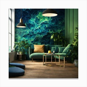 Green And Blue Wall Mural Canvas Print