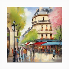 Paris Street.Cafe in Paris. spring season. Passersby. The beauty of the place. Oil colors.23 Canvas Print