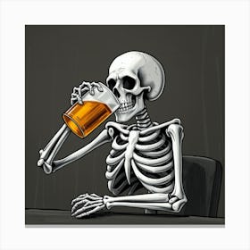 Skeleton drinking beer 1 Canvas Print