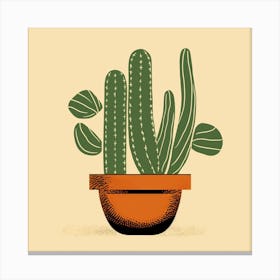 Rizwanakhan Simple Abstract Cactus Non Uniform Shapes Petrol 16 Canvas Print