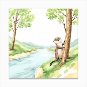 Otter In The Forest Canvas Print