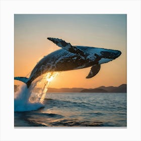 Humpback Whale Jumping 8 Canvas Print