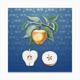 Vintage Carla Apple Botanical on Bahama Blue Pattern n.1435 Canvas Print