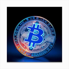 Bitcoin Symbol On Black Background Canvas Print