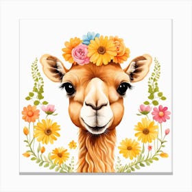 Floral Baby Camel Nursery Illustration (3) Canvas Print