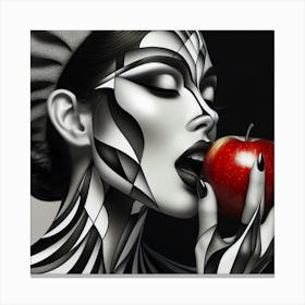 Woman Eating An Apple Canvas Print