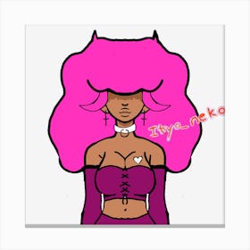 Alien afro girl v4 Canvas Print