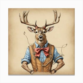 Deer With Bow Tie Canvas Print