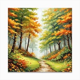 Forest In Autumn In Minimalist Style Square Composition 346 Canvas Print