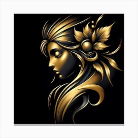 Golden Woman With Flowers Canvas Print