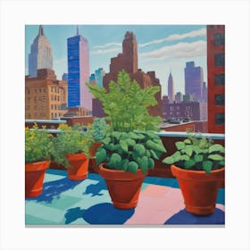 Rooftop Garden New York Series. Style of David Hockney Canvas Print