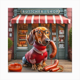 Butcher Shop , Dog Canvas Print