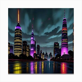 After Dark The City’s Energy Unleashed Canvas Print