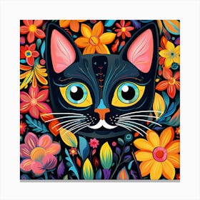 Cat With Flowers 3 Canvas Print