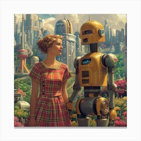 'The Robot And The Girl' Canvas Print