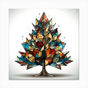 Geometric Stained Glass Tree Art - Colorful Abstract Holiday Decor Canvas Print