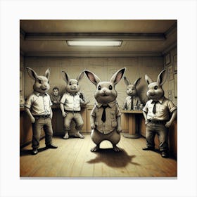 Rabbits In The Office Canvas Print