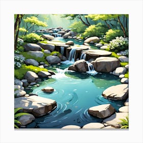 Waterfall In The Forest 1 Canvas Print