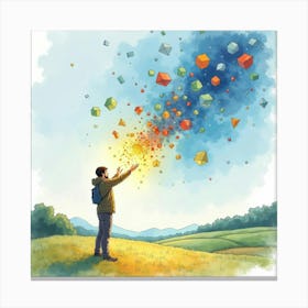 Cubes Falling From The Sky Canvas Print