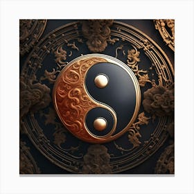 Yin Yang Iron Brass Symbol Harmony Logo Nature Canvas Print