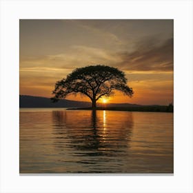 Lone Tree At Sunset Canvas Print