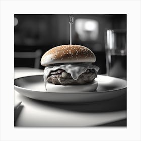 Burger On A Plate 12 Canvas Print