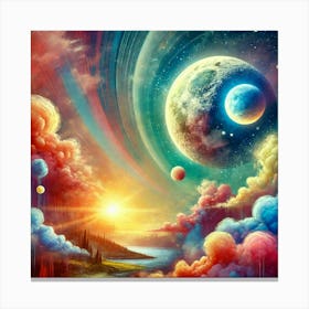 Planets And Clouds Canvas Print