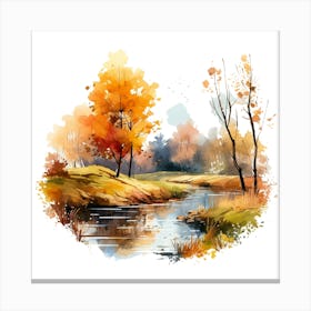 Watercolor Autumn Landscape 1 Canvas Print