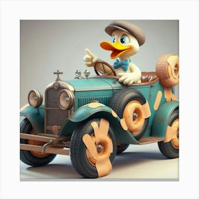 Donald Duck In Car 2 Canvas Print