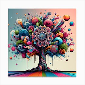 "Psychedelic Arbor" is a vibrant, intricate artwork that takes you on a visual journey through its explosion of colors and patterns. The focal point is a tree, its branches unfolding into an elaborate mandala, symbolizing growth, unity, and the cycle of life. Orbs and paisleys float around, adding a dreamlike quality to the piece. This art is perfect for those who love a fusion of nature with the imaginative realms of psychedelic and fantasy art. It's an ideal choice for creating an engaging and thought-provoking ambiance in any space, inviting viewers to lose themselves in the details and colors of a world where creativity knows no bounds. "Psychedelic Arbor" isn't just a piece of art; it's a gateway to an otherworldly experience. Canvas Print