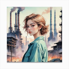 Girl In A Factory Canvas Print