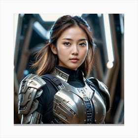 Korean Actress In Futuristic Armor Canvas Print