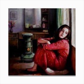 Girl In Red Canvas Print