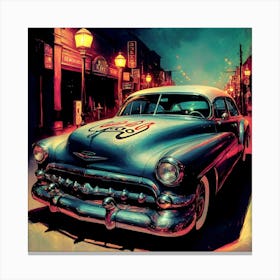 Old Cars At Night Canvas Print