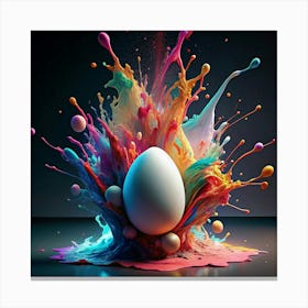 Abstract Colorful Explosion With A White Egg 1 Canvas Print