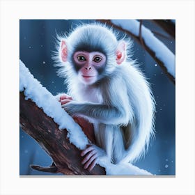 Monkey In The Snow Canvas Print