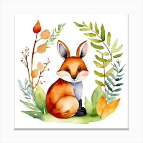 Watercolor Fox Canvas Print