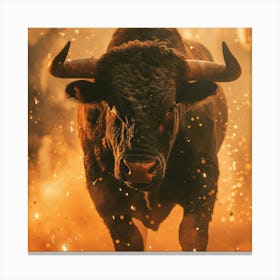 Bull In Flames Canvas Print