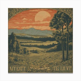 In Wood Block Etching Style Canvas Print