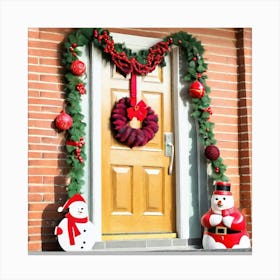 Christmas Decoration On Home Door (24) Canvas Print