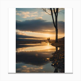 Sunset At The Lake Canvas Print